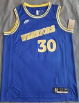 NBA 30 Curry Warriors 22-23 Maillot Retro bleu avec brodé logos